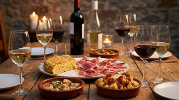 Accord vin et tapas : jambon, tortilla, gambas, patatas bravas